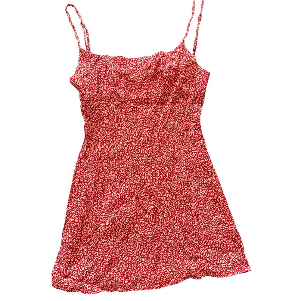 Reformation Red Abstract Print Mini Dress Size 6 - Picture 3 of 7